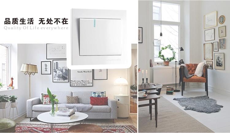 
                                        藤本86型墙壁开关面板插座16A带荧光一位大板单联开关/一开单控开关T30经典系列                