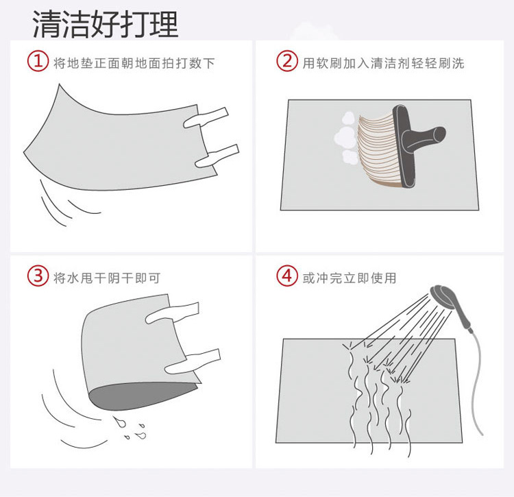 
                                        
                                        青苇 防滑脚垫入户地垫门垫 加厚加密700克 at home黑色 50*80cm                