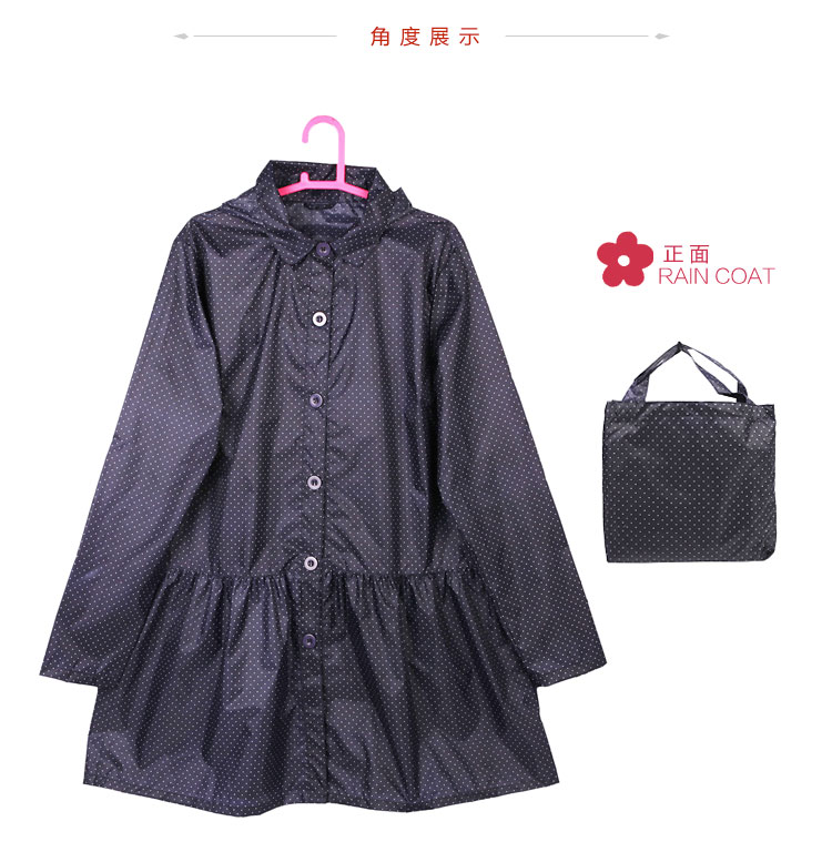 Homix 女士时尚波点娃娃款雨衣 独奏童话