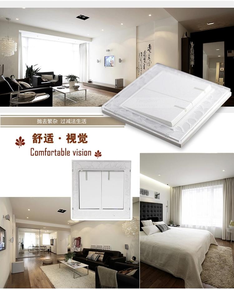 
                                        藤本86型墙壁开关面板插座16A带荧光二位大板双联开关/二开双控开关S20钢架磨砂内雕花系列                