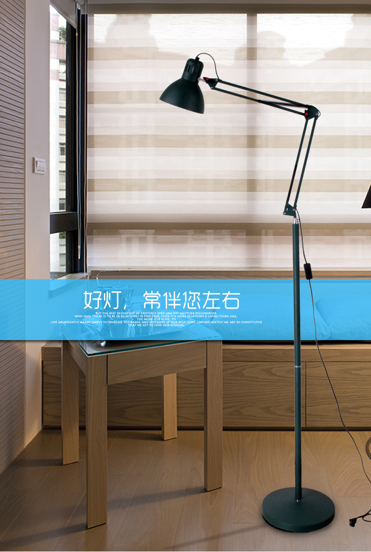 
                                        道远亮眼睛 LED落地灯 5W暖光 客厅卧室书房现代简约工作阅读落地台灯ML2027H墨绿色                