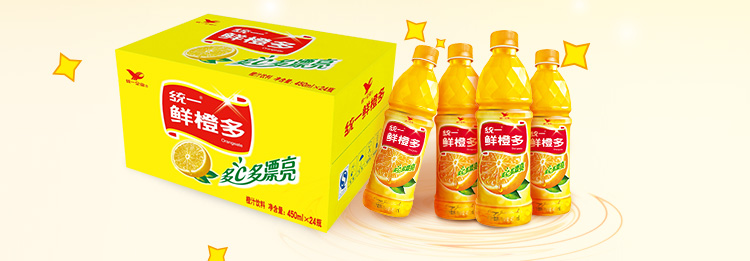 统一 鲜橙多 450ml*15瓶 整箱装 橙汁饮料