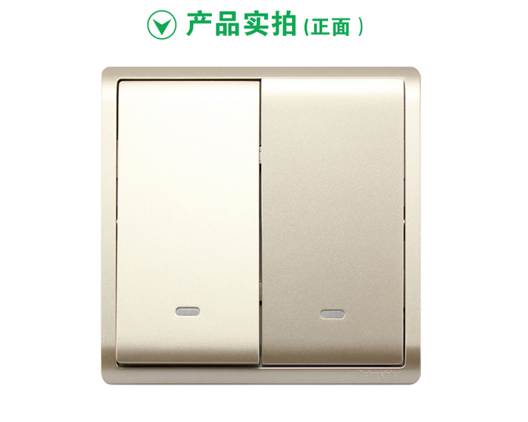 
                                                                                施耐德电气 开关插座 双开双控 带荧光指示开关 丰尚系列 金色E8232L2F_WG                