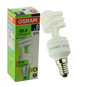 欧司朗（OSRAM）半螺旋型节能灯8W暖白色E14