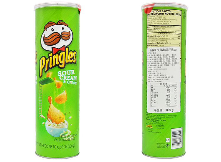 美国进口pringles品客薯片酸酪乳洋葱味169g