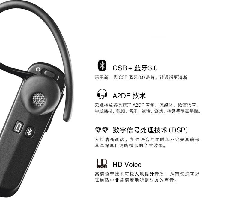 捷波朗（Jabra） EASYGO+易行 商务通话蓝牙耳机 通用型 耳挂式 黑色