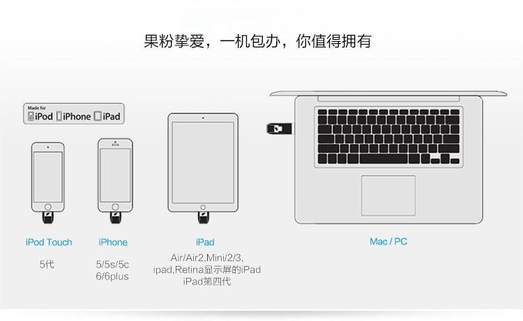 DM 苹果U盘(APD002)128G iPhone专用128GU盘平板U盘（黑色）
