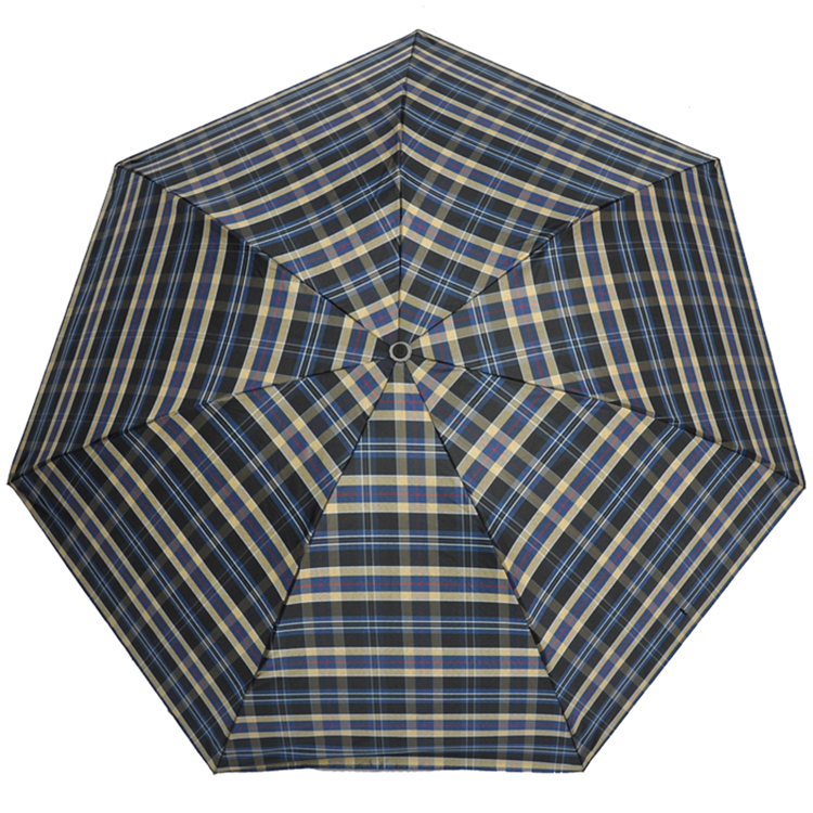 
                                        【京东超市】天堂伞（防晒值UPF50+）黑胶色织格三折晴雨伞31022E T595格                