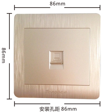
                                        藤本86型墙壁开关面板插座一位八芯电脑插座/办公用电脑插座/家用电脑插座L3香槟金拉丝系列                