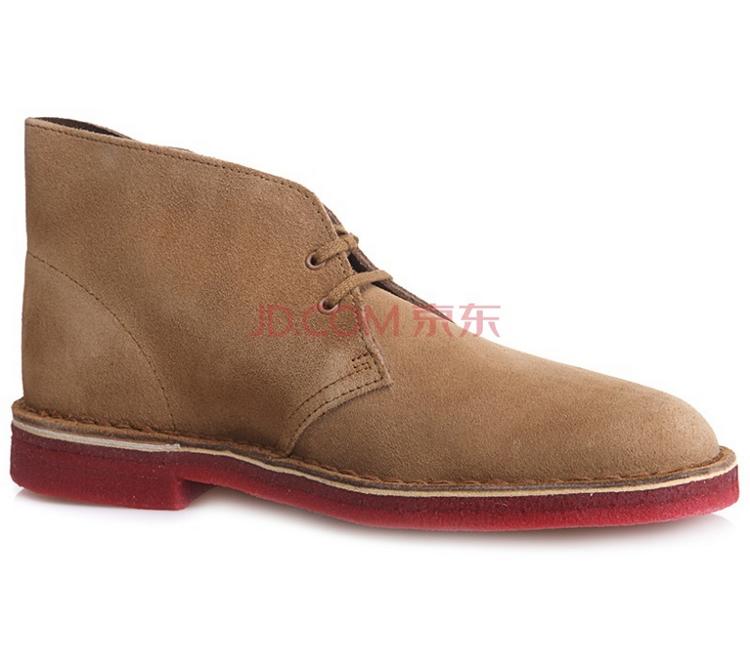 clarks 其乐 男士卡其红撞色反绒面复古系带平底沙漠靴休闲鞋 69973