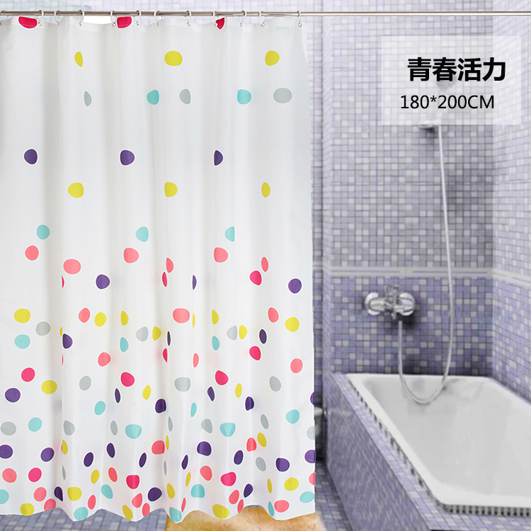 
                                        【京东超市】晟旎尚品 防水防霉加厚涤纶面料 浴帘 青春活力 180*200cm                