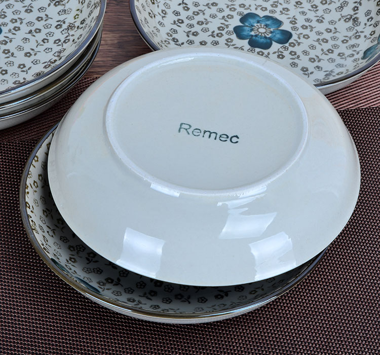 
                                        金禹瑞美（REMEC） 釉下彩手绘 20CM蓝心语 饭盘4个装                