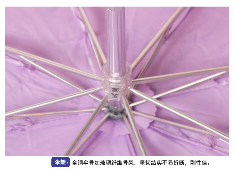 天堂伞 春光明媚碰击布刺绣双层防紫外线三折超轻晴雨伞 紫色 3101E