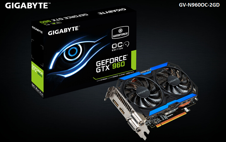 技嘉(gigabyte)gv-n960oc-2gd gtx960 1190-1253mhz/7010mhz2gb/128