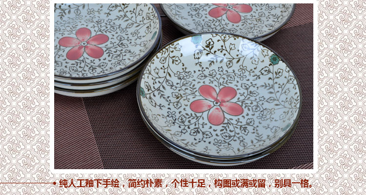 金禹瑞美（REMEC） 釉下彩手绘 粉佳人20CM饭盘 4个装