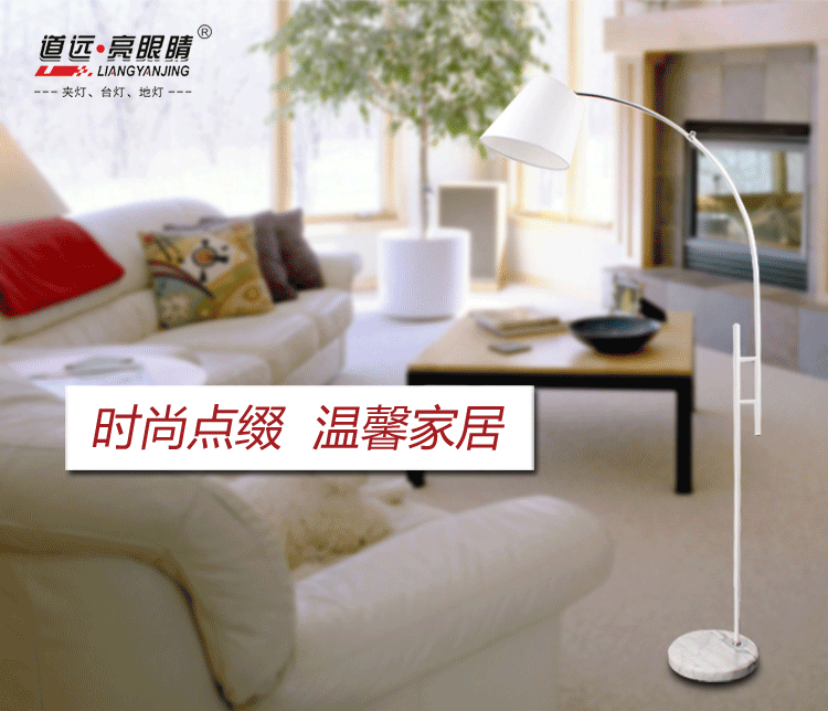 
                                        道远亮眼睛 LED落地灯5W白光 客厅卧室床头灯居家创意可伸缩布艺钓鱼落地台灯ML2018白色                