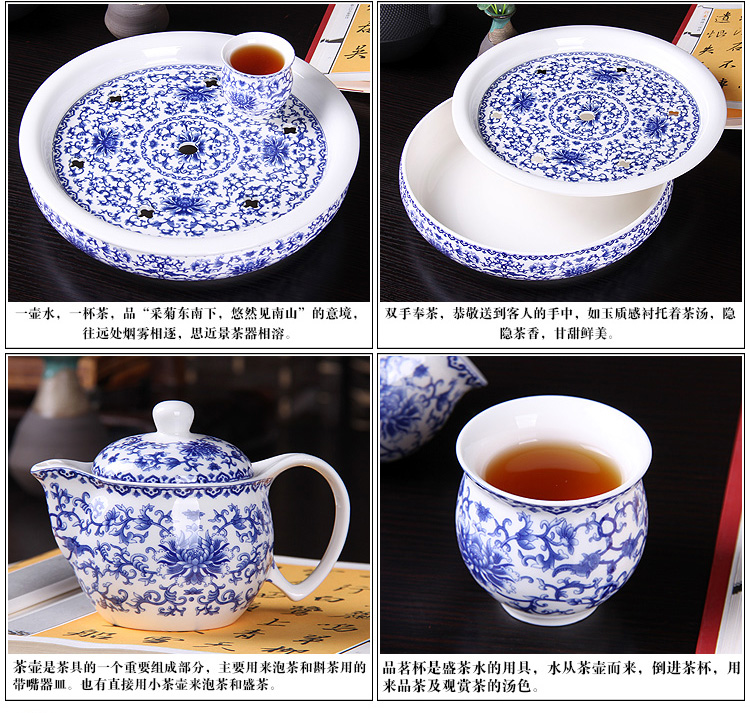 尚帝（shangdi）马到成功陶瓷大号茶盘整套双层隔热茶杯 茶壶带过滤 功夫茶具套装 彩盒装
