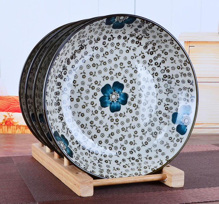 
                                        金禹瑞美（REMEC） 釉下彩手绘 20CM蓝心语 饭盘4个装                
