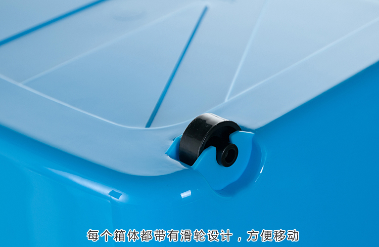 禧天龙Citylong 塑料收纳箱套装玩具储物整理箱带滑轮带盖 大中小3个装天蓝色 1769