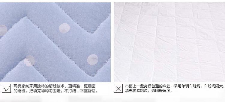 玛克 床品家纺 双人床垫 竹炭口袋床笠式床垫-奥斯丁 蓝色 180*200cm