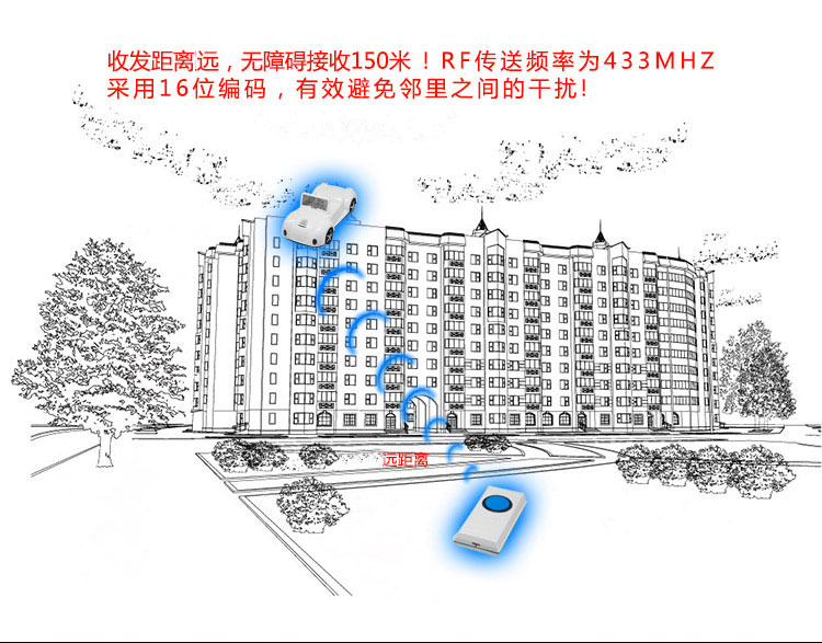 爱玛科（AIMC） BY-2309L 无线遥控音乐数码门铃