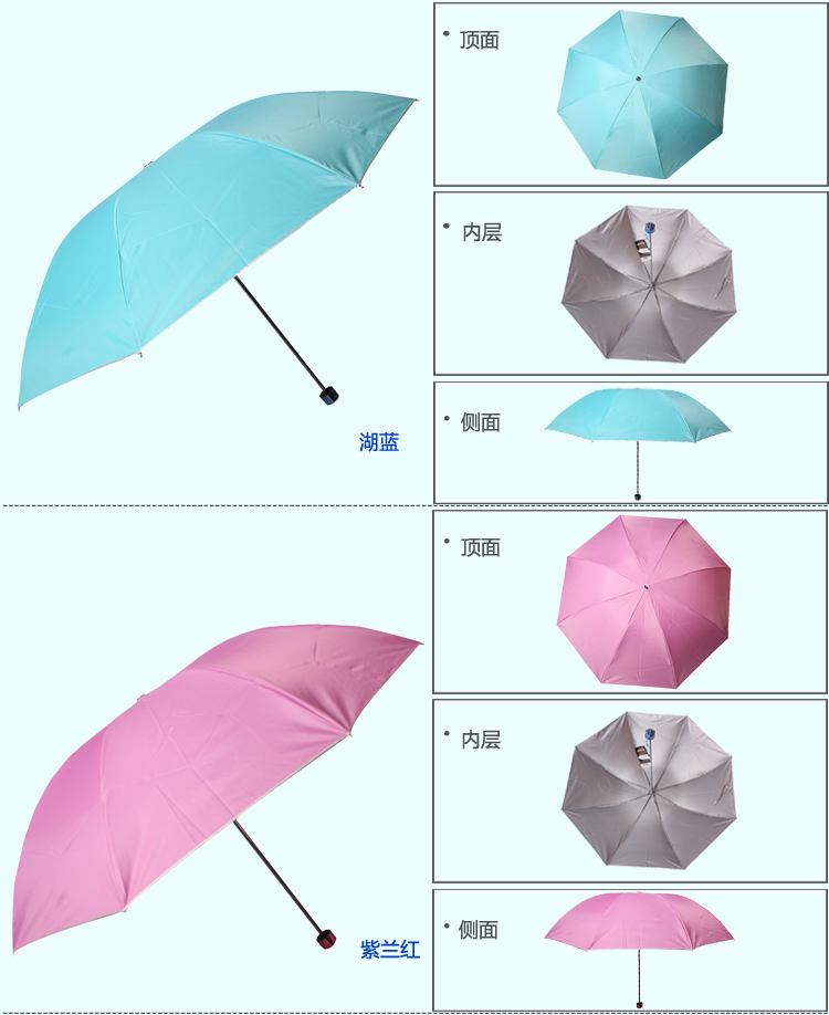 
                                        
                                                            天堂伞 三折银胶晴雨伞防紫外线太阳伞遮阳伞商务伞57cm*8骨 336橄绿                