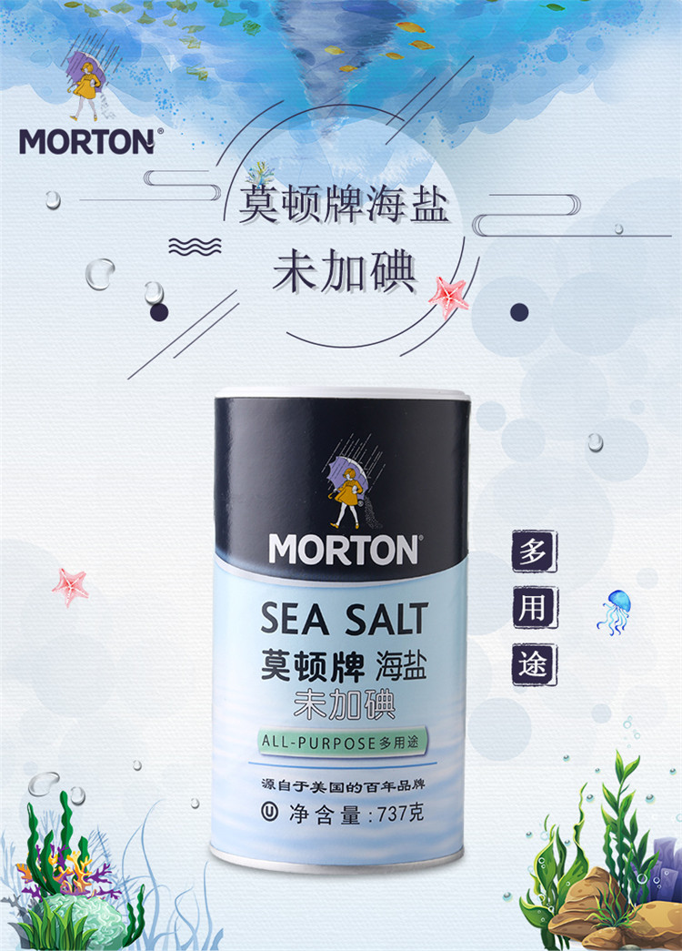 莫顿morton无碘盐未加碘海盐737g调味品