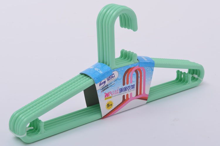 日益新（Ryixin）衣架塑料实心晾衣架 多功能防滑衣架(肩负40CM) 5只装  RYX-01002 颜色随机