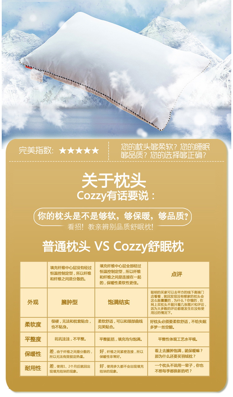 
                                        
                                        蔻姿（COZZY）羽丝绒枕头枕芯饱满松软保护颈椎枕头芯舒眠枕 一对装（2只）                