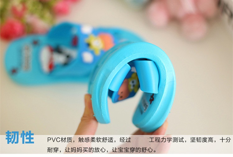晟旎尚品 卡通儿童家居浴室拖鞋 小奶牛 19码  蓝色