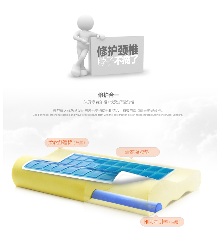 睡眠易sleepezbedz 凝胶记忆枕头 牵引颈椎枕头