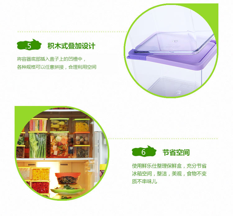 鲜乐仕sunrise 魔法密封食品保鲜盒11件套冰箱整理盒厨房收纳盒PBS22