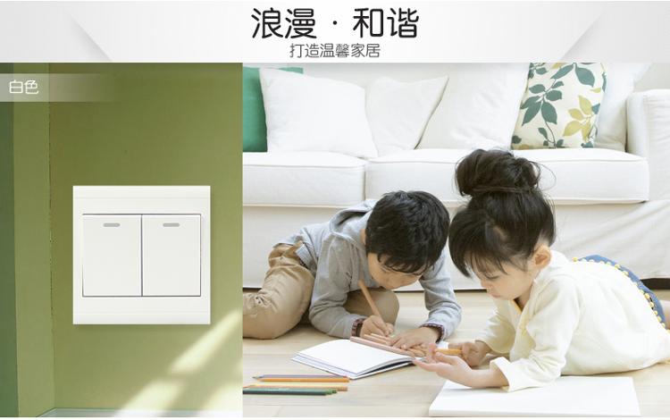 
                                        施耐德电气（Schneider Electric）开关插座 开关面板 双开单控开关 带荧光指示 A5莹润系列 白色                