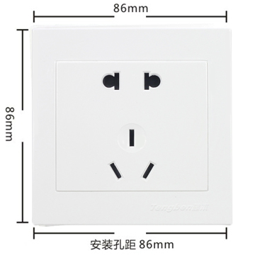 
                                        藤本86型墙壁开关面板插座10A五孔插座/二级三级电源插座T30经典系列                
