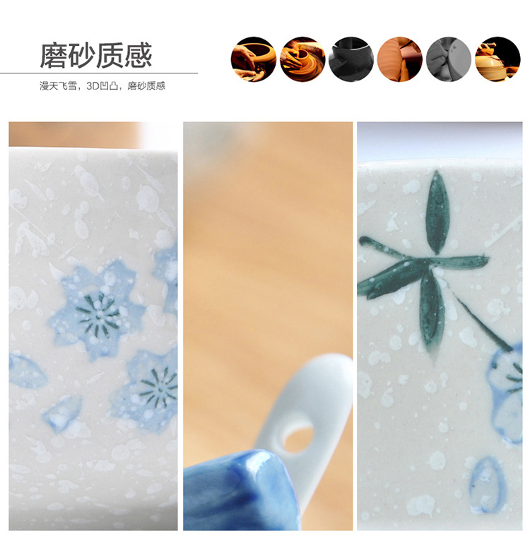 
                                        
                                                            樱之歌 纯手绘雪花釉日式素瓷调味罐3件套（含竹垫）                