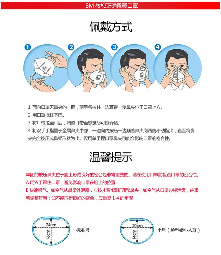 3M 9001V 带呼吸阀口罩 防PM2.5口罩 防雾霾口罩 耳带式口罩 3个/袋