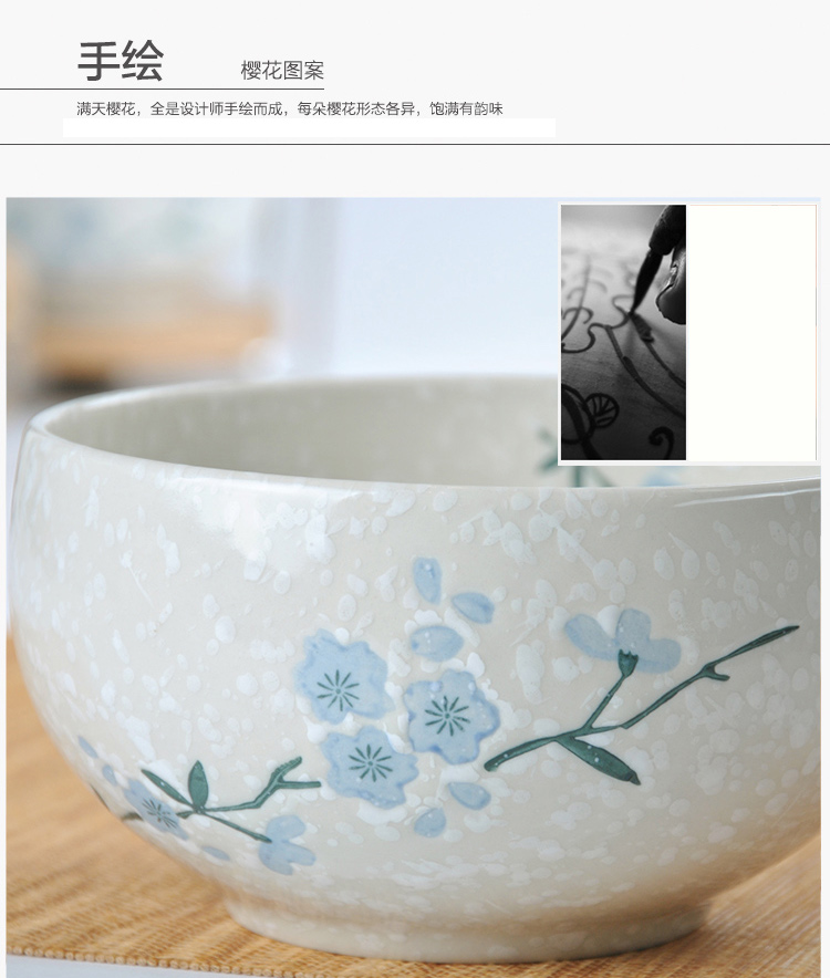 
                                        
                                                            樱之歌 纯手绘雪花釉日式素瓷6英寸钵碗（2只）                