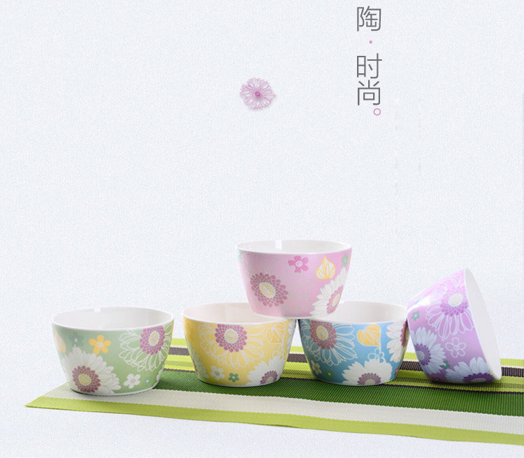 
                                        
                                        亿嘉IJARL 创意家用陶瓷器4.5英寸饭碗套装5只装 朵朵花                