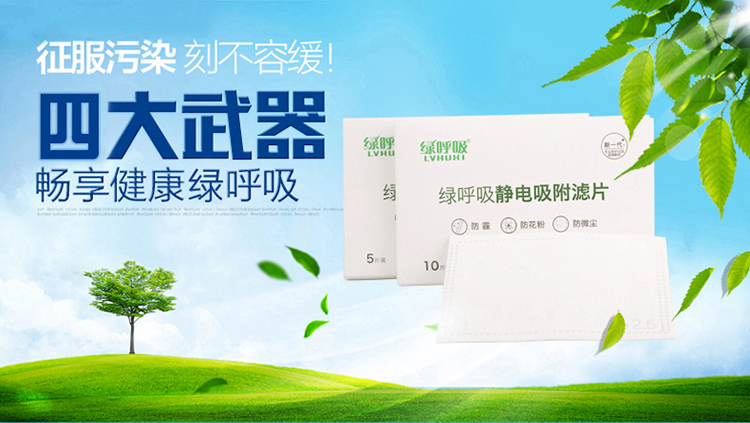 【京东超市】绿之源 绿呼吸口罩活性炭双效滤片 防尘防臭滤菌阻尘（5片装）
