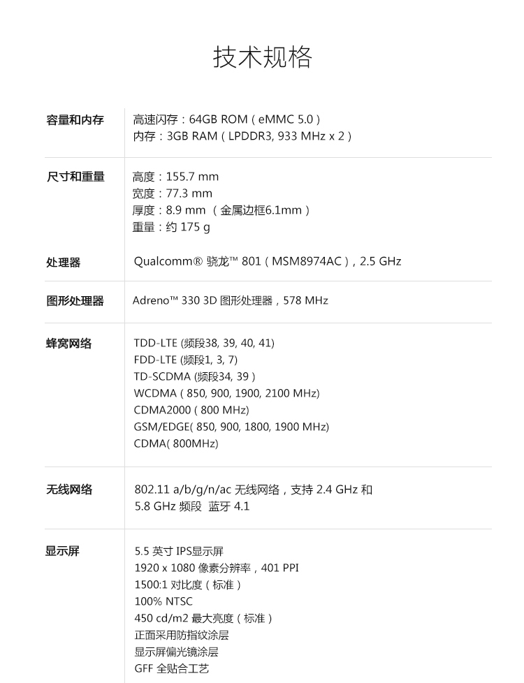 【联通赠费版】ZUK Z1(Z1221)白色 移动联通电信4G手机 双卡双待