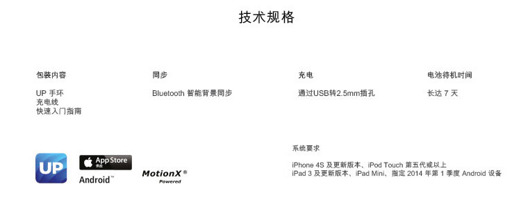 卓棒（Jawbone） UP24新款智能手环 蓝牙版 黑色 S