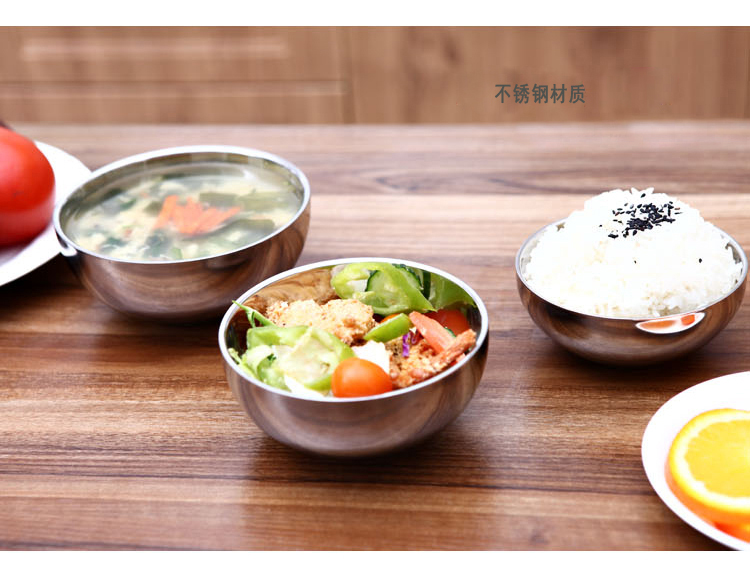 
                                        新桥（Cenka）不锈钢焊边碗 双层隔热防烫饭碗汤碗13cm 用餐饭碗                