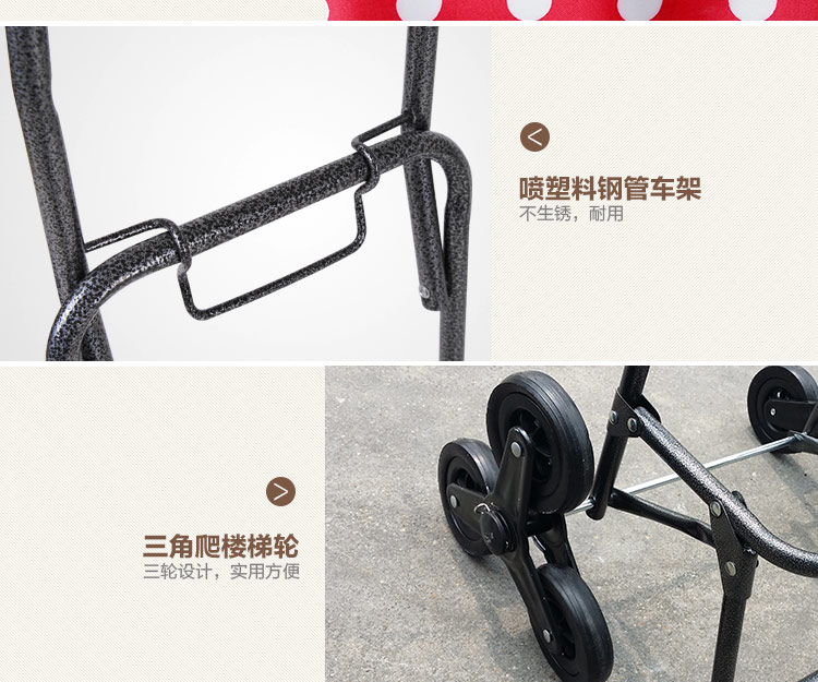 
                                        【京东超市】空间优品 色丁布多功能便携式折叠超市购物车 红色                