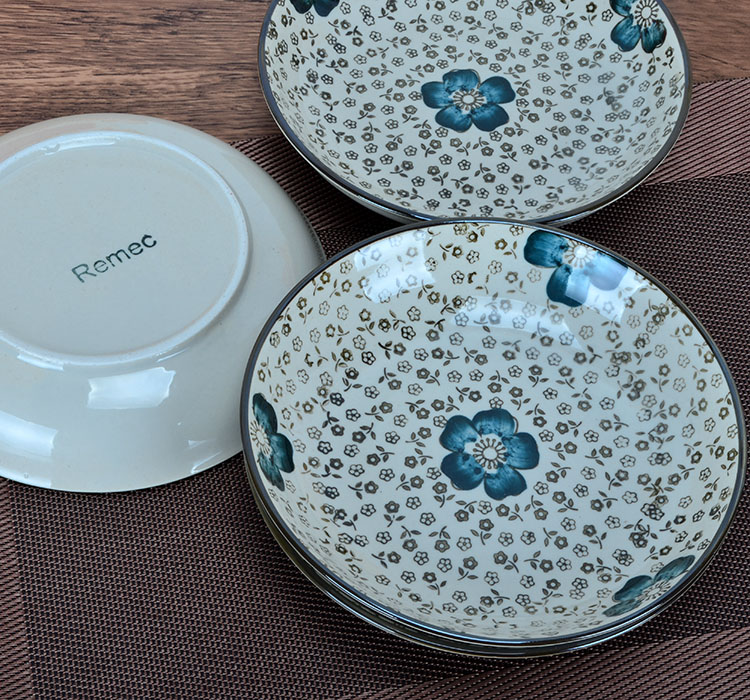 
                                        金禹瑞美（REMEC） 釉下彩手绘 20CM蓝心语 饭盘4个装                