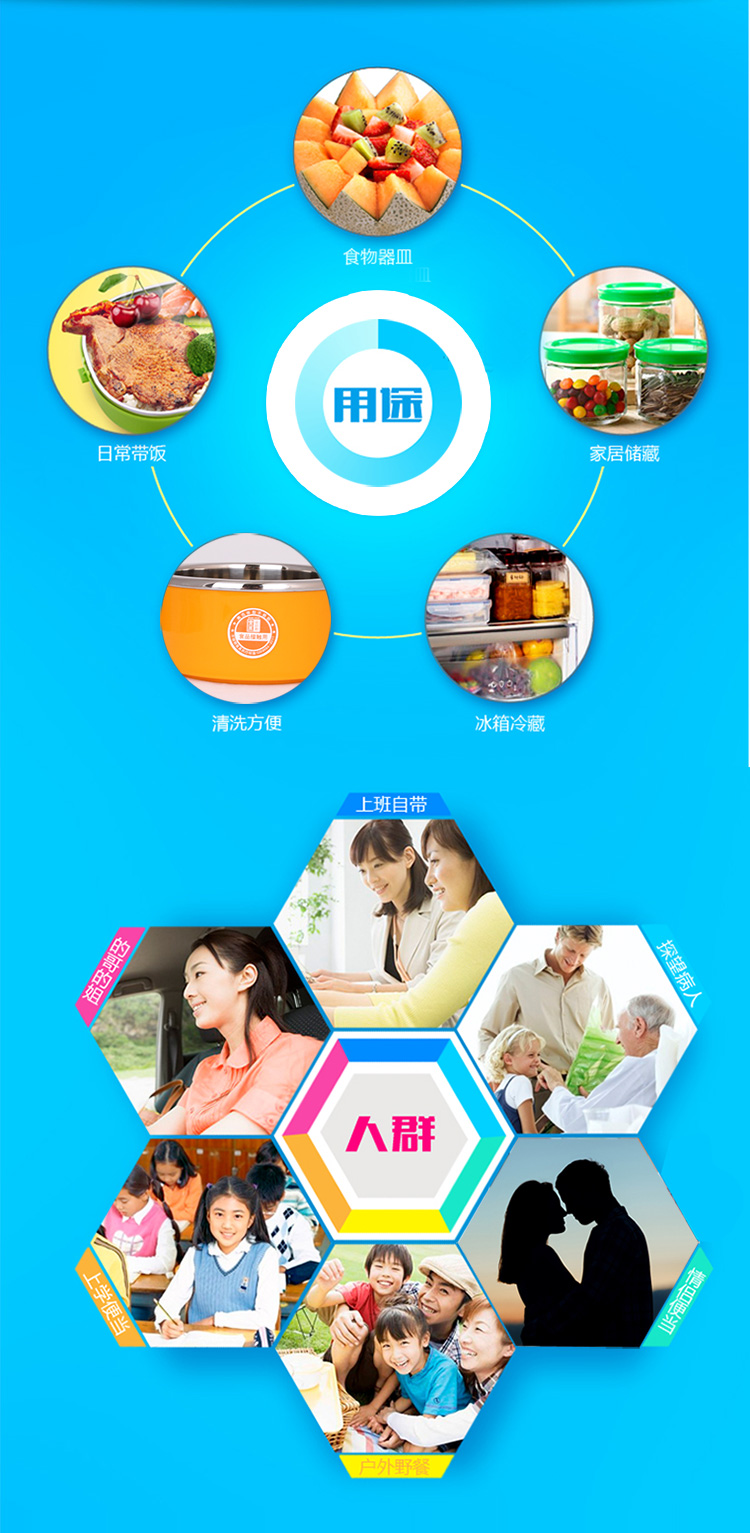  金钥匙（GOLDEN KEY） 饭盒 800ML日式双层保温（橙色) GK-800B