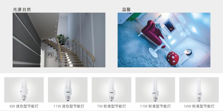 OSRAM欧司朗 迷你节能灯5W日光色E14（五支装）