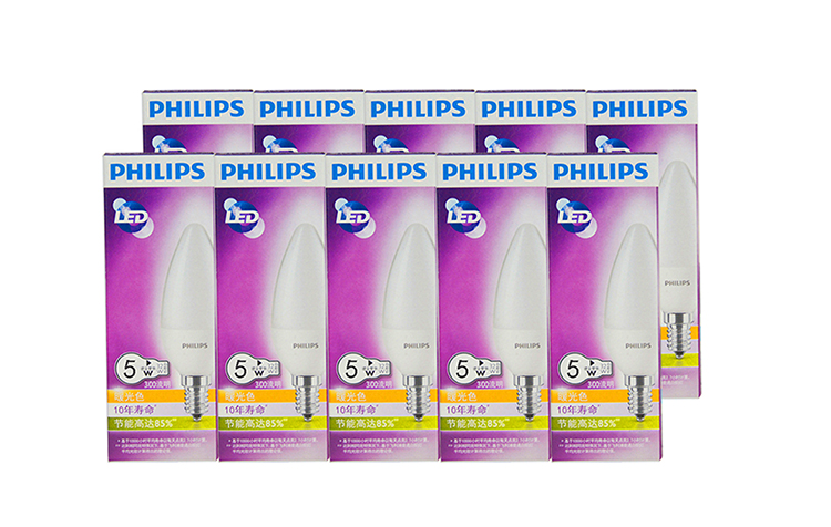 【京东超市】飞利浦(PHILIPS) LED灯泡 椒泡 蜡烛泡 5W E14小螺口2700K暖白色黄光 磨砂 单支装暖光色