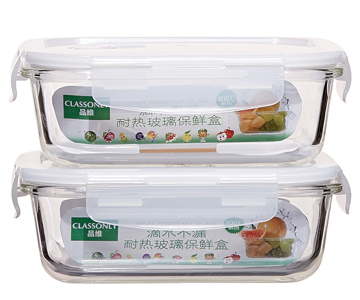
                                        【京东超市】品维（CLASSONLY）耐热玻璃保鲜饭盒两件套 N02-1                