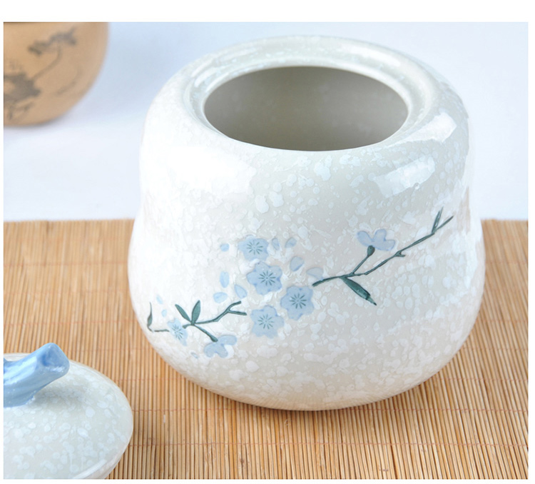 樱之歌 纯手绘雪花釉日式素瓷葫芦密封罐大号