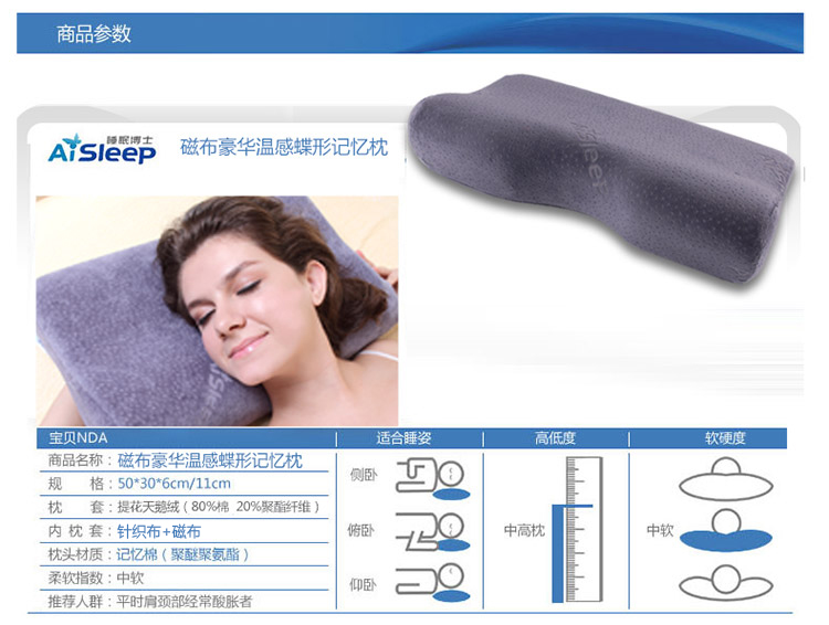 
                                        【京东超市】AiSleep 睡眠博士 蝶形颈椎安睡护颈记忆枕头 枕芯                
